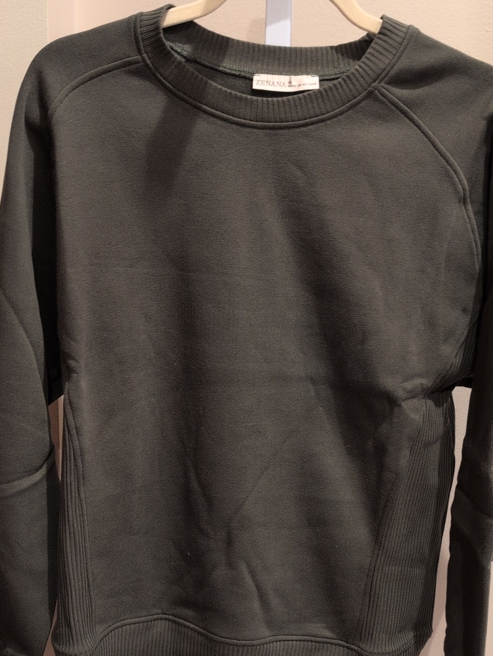Zenana Outfitters Dark Olive Green Crewneck Sweatshirt